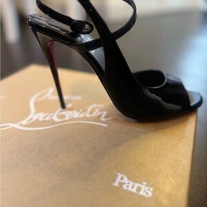 Christian Louboutin Black Peep-Toe Heels